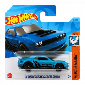 Машинка Базовая Hot Wheels '18 Dodge Challenger SRT Demon Muscle Mania 1:64 HKJ54 Blue