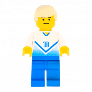 Фигурка Lego People 973pb0174 Soccer Player White & Blue Team with shirt #10 City soc084 1 Б/У - Retromagaz