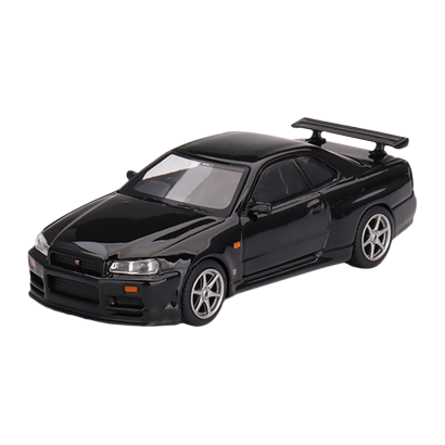 Машинка Premium MINI GT Nissan Skyline GT-R R34 1:64 Black - Retromagaz