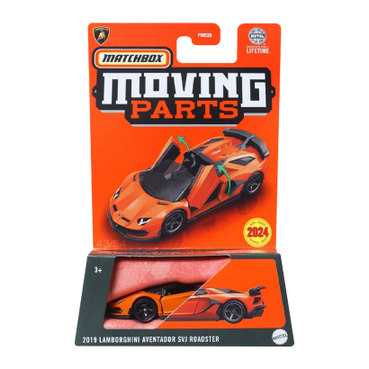 Тематична Машинка Matchbox 2019 Lamborghini Aventador SVJ Roadster Moving Parts 1:64 FWD28/HLG03 Orange - Retromagaz