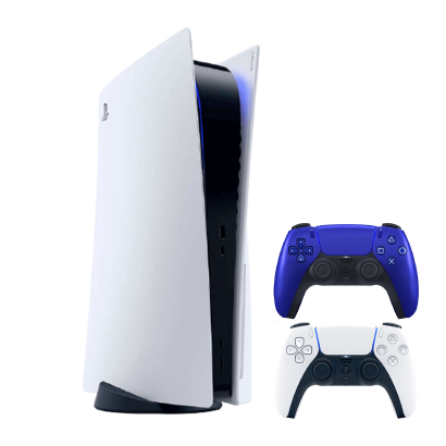 Набор Консоль Sony PlayStation 5 Blu-ray 825GB White Новый + Геймпад Беспроводной DualSense Cobalt Blue - Retromagaz