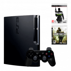 Набір Консоль Sony PlayStation 3 Slim 320GB Black Б/У + Гра Call of Duty Modern Warfare 3 Англійська Версія + Гра Call of Duty 4 Modern Warfare Англійська Версія