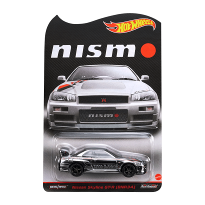 Машинка Premium Hot Wheels Nissan Skyline GT-R (BNR34) Red Line Club RLC 1:64 HGK73 Silver - Retromagaz