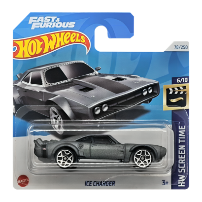 Машинка Базовая Hot Wheels '68 Ice Dodge Charger Fast & Furious Screen Time 1:64 HTB34 Grey - Retromagaz