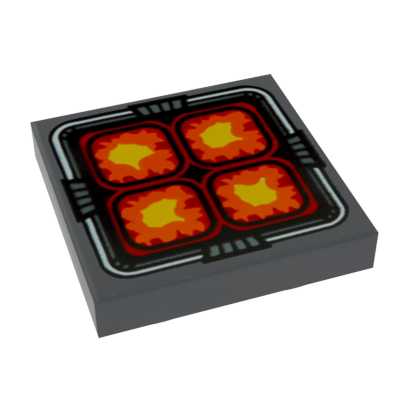 Плитка Lego Декоративна 4шт Inverted with 4 Orange Red and Yellow Rounded Squares 2 x 2 11203pb007 6025210 Dark Bluish Grey Б/У - Retromagaz