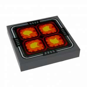 Плитка Lego Декоративна 4шт Inverted with 4 Orange Red and Yellow Rounded Squares 2 x 2 11203pb007 6025210 Dark Bluish Grey Б/У - Retromagaz