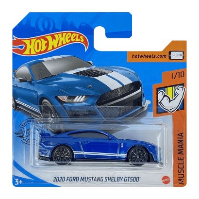 Машинка Базовая Hot Wheels 2020 Ford Mustang Shelby GT500 Muscle Mania 1:64 GHB32 Blue - Retromagaz