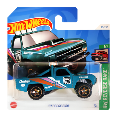 Машинка Базовая Hot Wheels '87 Dodge D100 Reverse Rake 1:64 HTB89 Green - Retromagaz