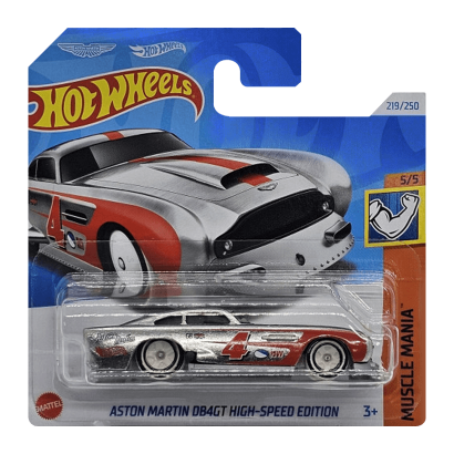 Машинка Базовая Hot Wheels Aston Martin DB4GT High-Speed Edition Zamac Muscle Mania 1:64 HRY86 Silver - Retromagaz