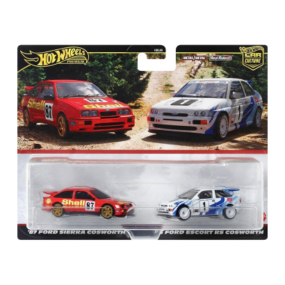 Машинка Premium Hot Wheels 2шт '87 Ford Sierra Cosworth / '93 Escort RS 2-Packs 1:64 HRR73 Red - Retromagaz