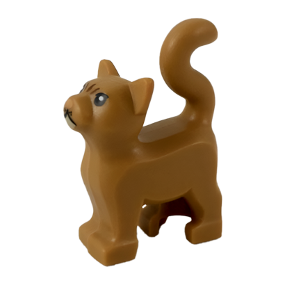 Фигурка Lego Земля Cat Standing with Black Eyes Tan Chin Reddish Brown Stripes on Forehead and Nougat Nose Pattern Animals 13786pb04 Medium Nougat Б/У - Retromagaz