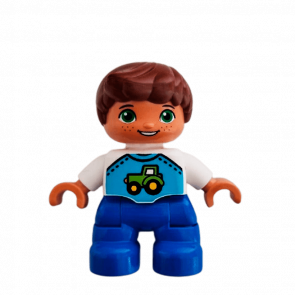 Фигурка Lego Boy Blue Legs White Top Duplo 47205pb055 Б/У