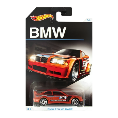 Тематическая Машинка Hot Wheels BMW E36 M3 Race BMW 1:64 DJM82 Orange - Retromagaz