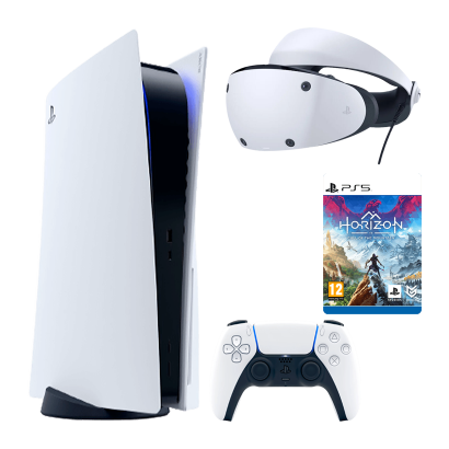 Набор Консоль Sony PlayStation 5 Blu-ray 825GB White Новый + Очки Виртуальной Реальности Проводной VR2 + Игра Horizon Call of the Mountain Русские Субтитры Digital Code - Retromagaz