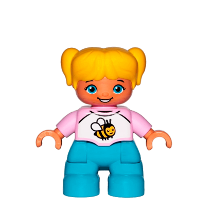 Фигурка Lego Girl Dark Azure Legs White and Bright Pink Top Duplo 47205pb059 Б/У - Retromagaz