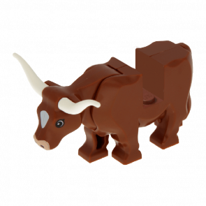 Фигурка Lego Земля Cow with Pink Muzzle and White Spot on Head Pattern Animals 64452pb01c02 Reddish Brown Б/У - Retromagaz