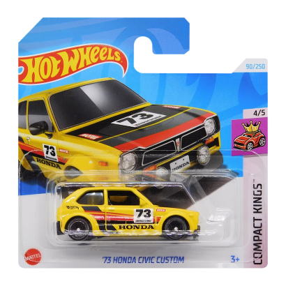 Машинка Базова Hot Wheels '73 Honda Civic Custom Compact Kings 1:64 HTC19 Yellow - Retromagaz