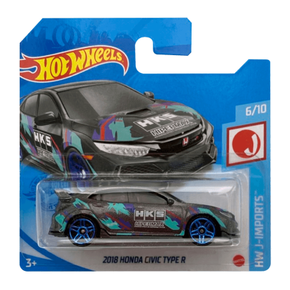 Машинка Базова Hot Wheels 2018 Honda Civic Type R HKS J-Imports 1:64 GTB06 Grey - Retromagaz