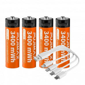 Аккумулятор Pujimax AA 4шт USB Type-C 3400 mAh