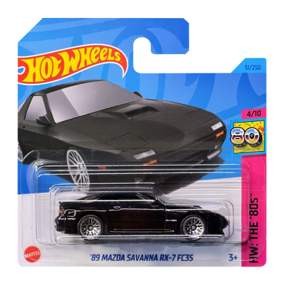 Машинка Базовая Hot Wheels '89 Mazda Savanna RX-7 FC3S The `80S 1:64 HKJ62 Black - Retromagaz