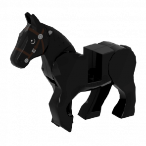 Фигурка Lego Земля Horse Movable Legs Black and White Eyes White Pupils and Dark Brown Bridle Animals 10352c01pb03 6037638 Black Б/У - Retromagaz