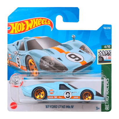 Машинка Базова Hot Wheels '67 Ford GT40 Mk.IV Gulf Retro Racers 1:64 HCT72 Light Blue - Retromagaz