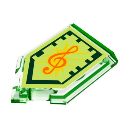 Плитка Lego Модифікована Декоративна 4шт Pentagonal Nexo Power Shield Pattern Tone of Power 2 x 3 22385pb070 6172163 Trans-Bright Green Б/У - Retromagaz