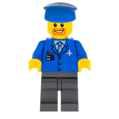 Фигурка Lego Airport 973pb0098 Blue 3 Button Jacket & Tie City air038 Б/У - Retromagaz