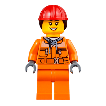 Фигурка Lego Construction 973pb1895 Worker Red Helmet with Long Hair City cty0528 Б/У - Retromagaz