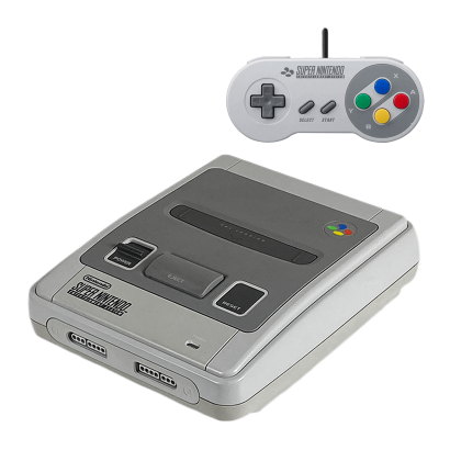 Набор Консоль Nintendo SNES FAT Europe Light Grey Б/У + Геймпад Проводной Grey 2.2m Б/У - Retromagaz