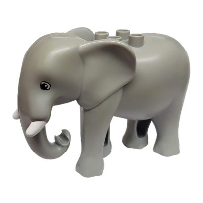 Фигурка Lego Animals Elephant Adult Walking Molded Duplo 89874c01pb01 Light Bluish Grey Б/У - Retromagaz