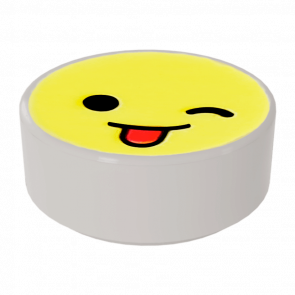 Плитка Lego Круглая Декоративная 10шт Emoji Bright Light Yellow Face Wink 1 x 1 98138pb129 35381pb129 6299968 White Б/У