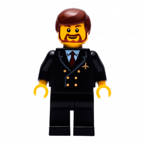 Фигурка Lego Airport 973pb0109 Pilot Red Tie and 6 Buttons Reddish Brown Hair City air048 Б/У - Retromagaz