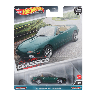 Машинка Premium Hot Wheels '91 Mazda MX-5 Miata Modern Classics 1:64 FPY86/HKC68 Green - Retromagaz