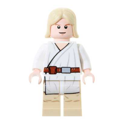 Фігурка Lego Джедай Luke Skywalker Light Nougat Long Hair White Tunic Tan Legs White Glints Star Wars sw0273 1 Б/У - Retromagaz