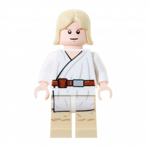 Фігурка Lego Джедай Luke Skywalker Light Nougat Long Hair White Tunic Tan Legs White Glints Star Wars sw0273 1 Б/У