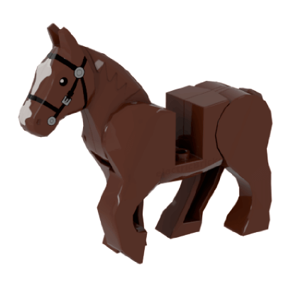 Фигурка Lego Земля Horse Movable Legs Black Eyes Black Bridle and White Blaze Animals 10352c01pb01 6005402 6022359 Reddish Brown Б/У - Retromagaz