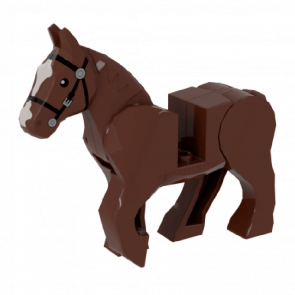 Фигурка Lego Земля Horse Movable Legs Black Eyes Black Bridle and White Blaze Animals 10352c01pb01 6005402 6022359 Reddish Brown Б/У