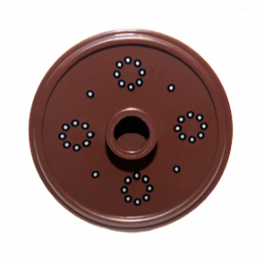 Зброя Lego Щит Round with Stud and Ring Around Edge with Silver Dots Pattern 91884pb002 4652801 Dark Brown Б/У - Retromagaz