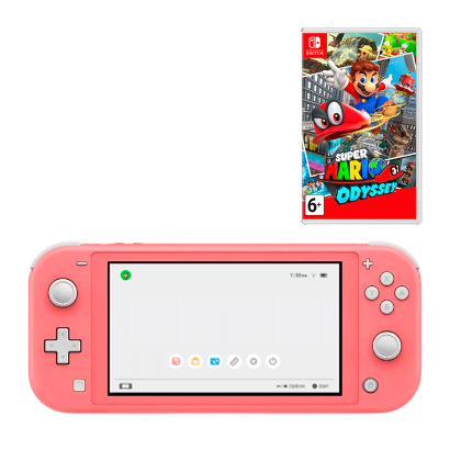 Набор Консоль Nintendo Switch Lite 32GB Coral Новый + Игра Super Mario Odyssey Русские Субтитры - Retromagaz