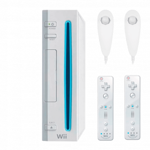 Набор Консоль Nintendo Wii RVL-001 Europe Модифицированная 32GB White + 10 Встроенных Игр Без Геймпада Б/У  + Контроллер Беспроводной Remote 2шт + Проводной Nunchuk 2шт