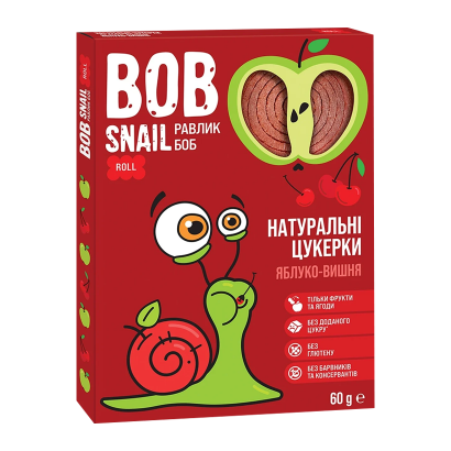 Конфеты Натуральные Bob Snail Яблочно-Вишневые 60g - Retromagaz