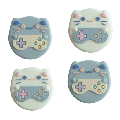 Накладки на Стики Geekshare 4шт Game Cat Nintendo Switch White Blue - Retromagaz