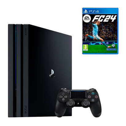 Набор Консоль Sony PlayStation 4 Pro CUH-72xx 1TB Black Б/У + Игра EA Sports FC 24 Русская Озвучка Новый - Retromagaz