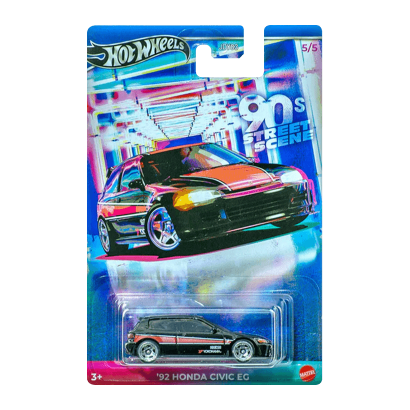 Тематическая Машинка Hot Wheels '92 Honda Civic EG '90s Street Scene 1:64 JCB56 Black - Retromagaz