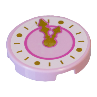 Плитка Lego Кругла Декоративна Bottom Stud Holder with Dark Pink Clock with Gold Hands Pattern 2 x 2 14769pb107 6135339 Bright Pink Б/У - Retromagaz