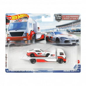 Машинка Premium Hot Wheels 2шт '21 Toyota GR Supra и Транспортер Aero Lift Team Transport 1:64 GRK65 White