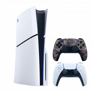 Набор Консоль Sony PlayStation 5 Slim Blu-ray 1TB White Новый  + Геймпад Беспроводной DualSense Grey Camouflage - Retromagaz