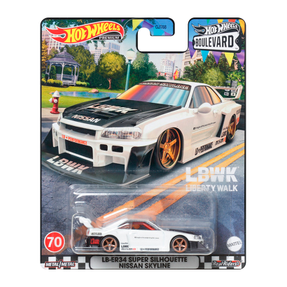 Машинка Premium Hot Wheels LB-ER34 Super Silhouette Nissan Skyline Boulevard 1:64 HKF21 White - Retromagaz