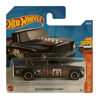 Машинка Базовая Hot Wheels '63 Studebaker Champ Super Treasure Hunt STH Hot Trucks 1:64 HCY14 Black - Retromagaz